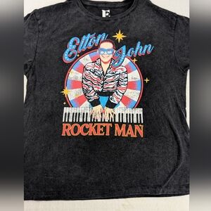 Elton John Rocket Man Fabulous Bling Tee with Bold Graphics Size Medium